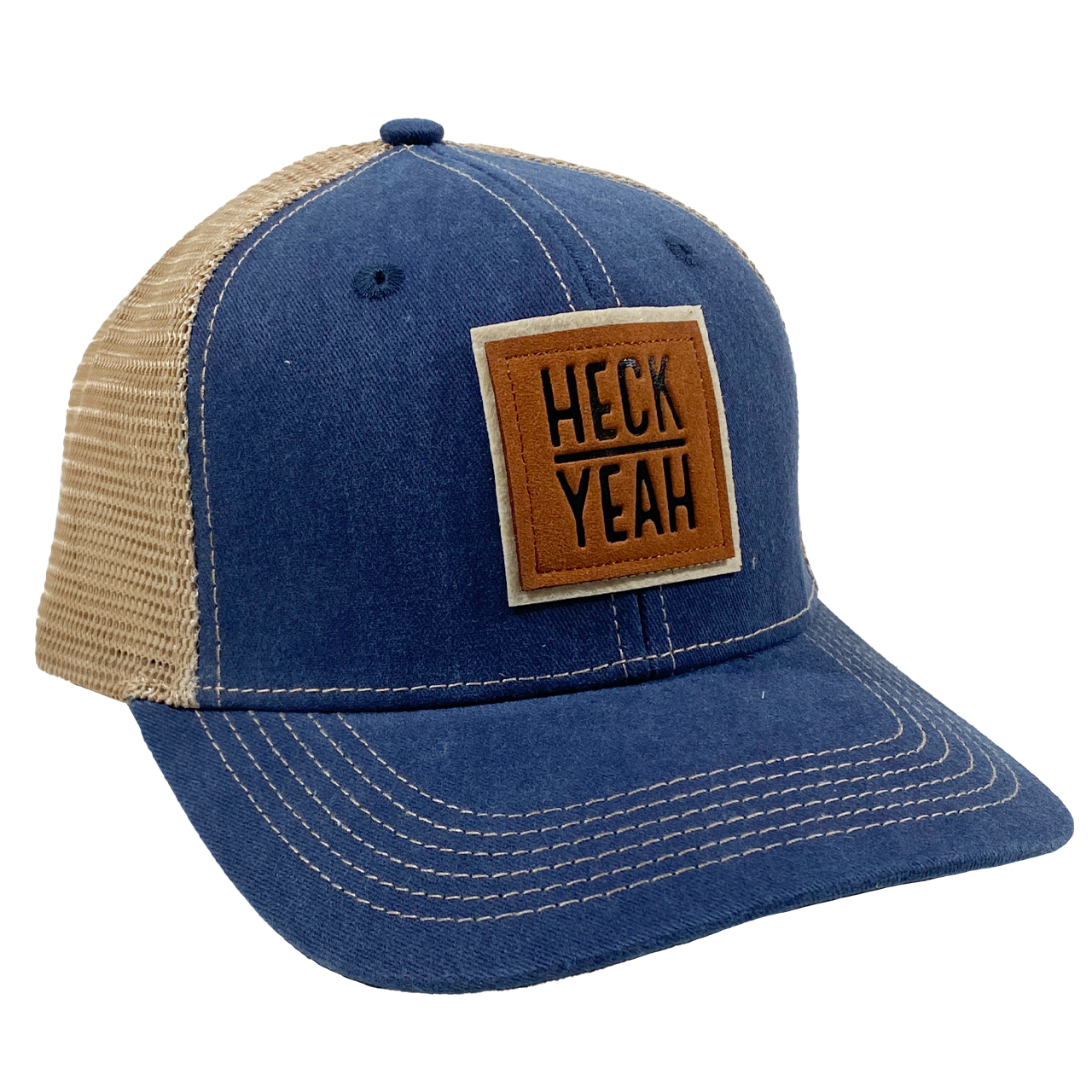 Men's Southern Fried Cotton Heck Yeah Leather Patch Trucker Hat