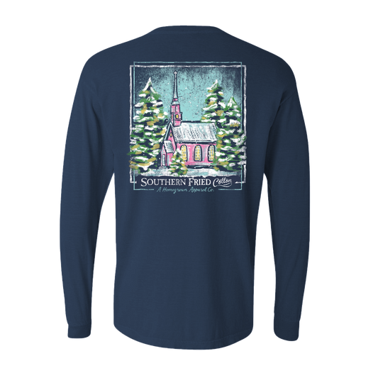 Winter Country Church Long Sleeve
